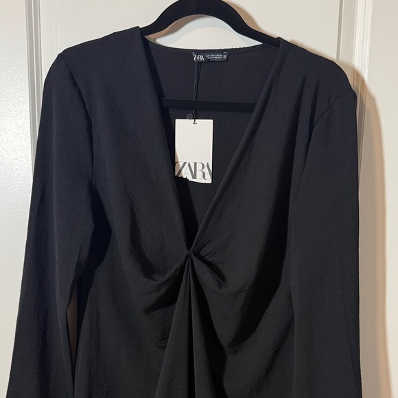 Zara Elegant Black Long Sleeve Dress - Picture 3 of 7